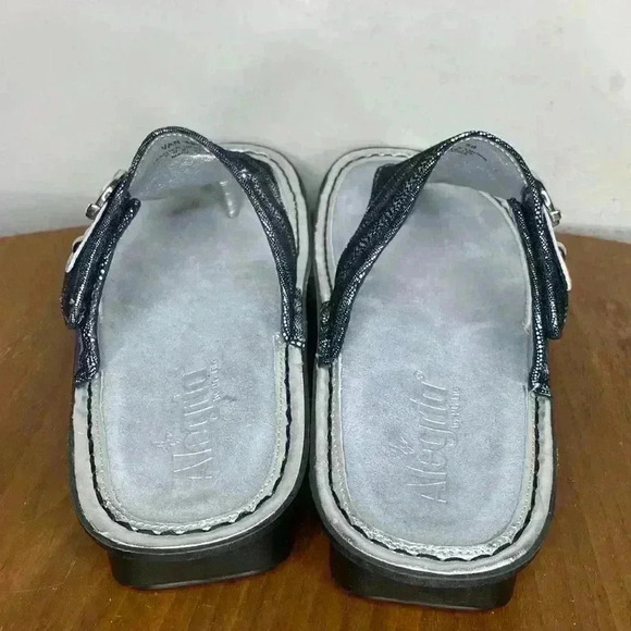 Alegria Vanessa Circulate Leather Sandals Silver Black Women's Size 38 US Sz 7 - Picture 6 of 10